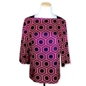 MILLY Italian Silk Polka Dot Pink Blouse Top 10